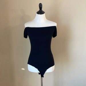Off the shoulder black bodysuit